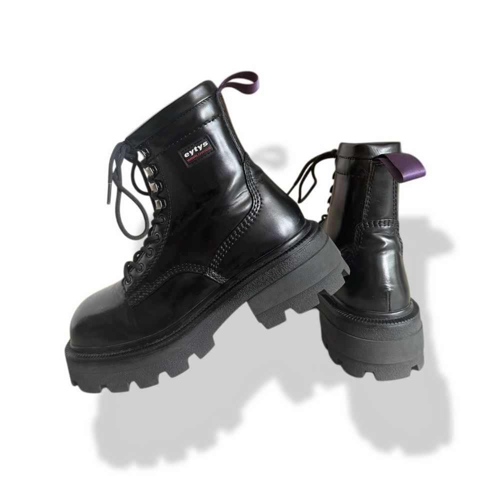 Eytys Black Lug Sole Leather Combat Boots